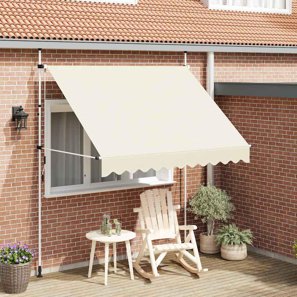 EINZIEHBARE Markise Handbetrieben 250 cm Cremeweiß - Creme, Textil (250/1/1cm) - furnicato