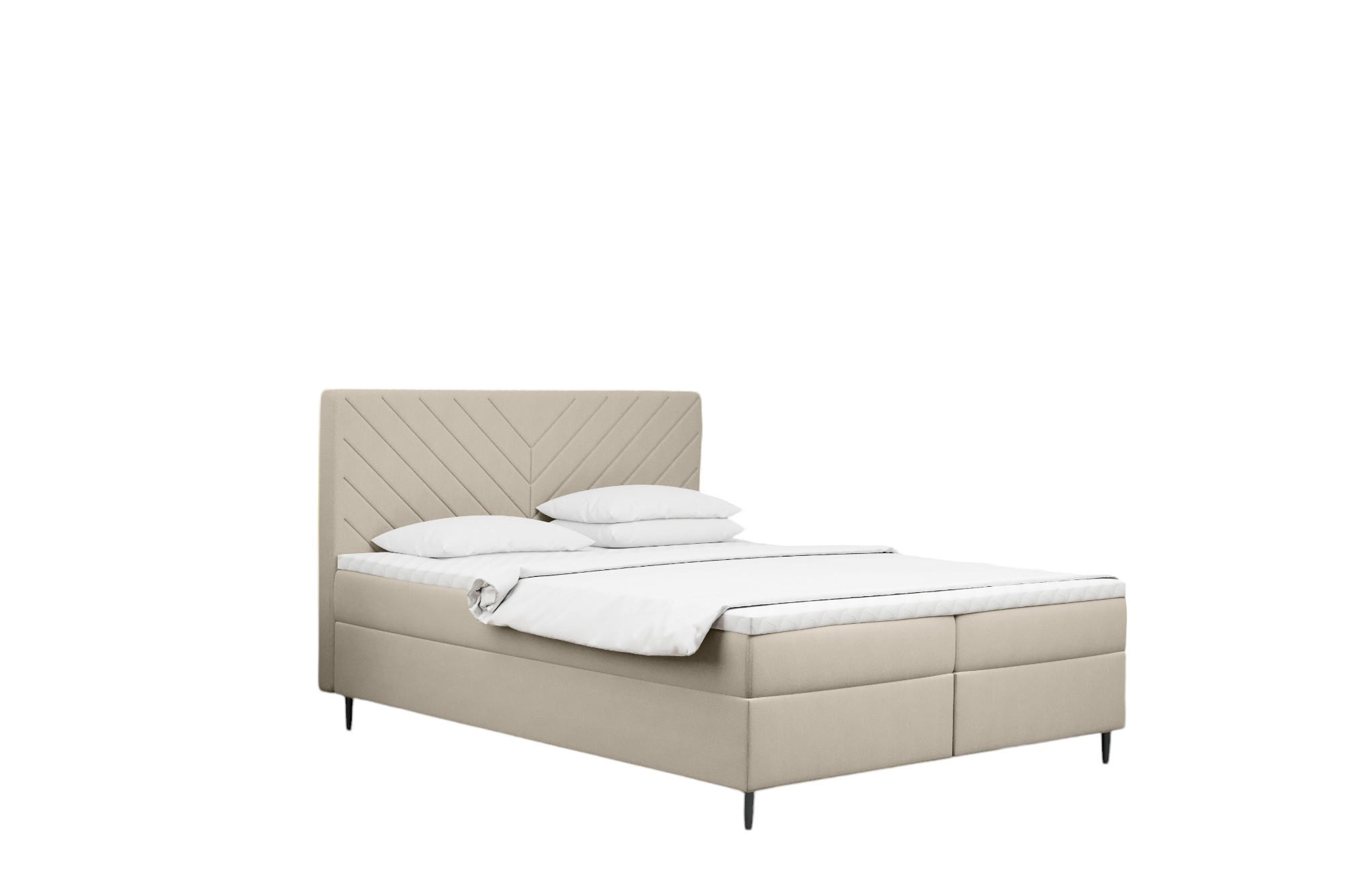 BOXBETT Mit Bettkasten Und Matratze + Topper RUGIA Stoff Velvet Ecru 160x200 cm H2-Pocket - Ecru, Holz/Holzwerkstoff (160/200cm) - Kaiser Möbel