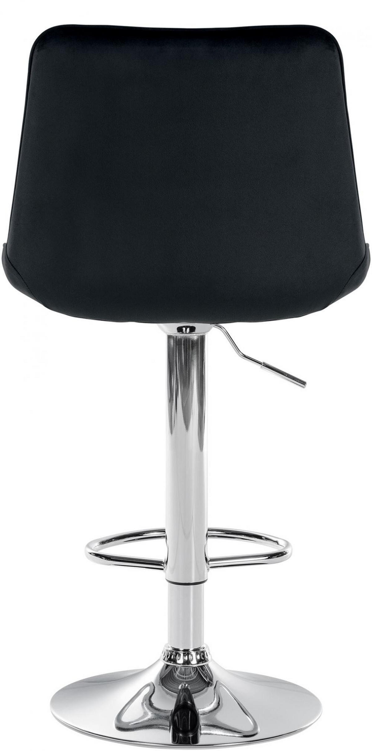 BARHOCKER Samt schwarz - Chromfarben/Schwarz, Textil/Metall (49.5/91/50cm) - CLP