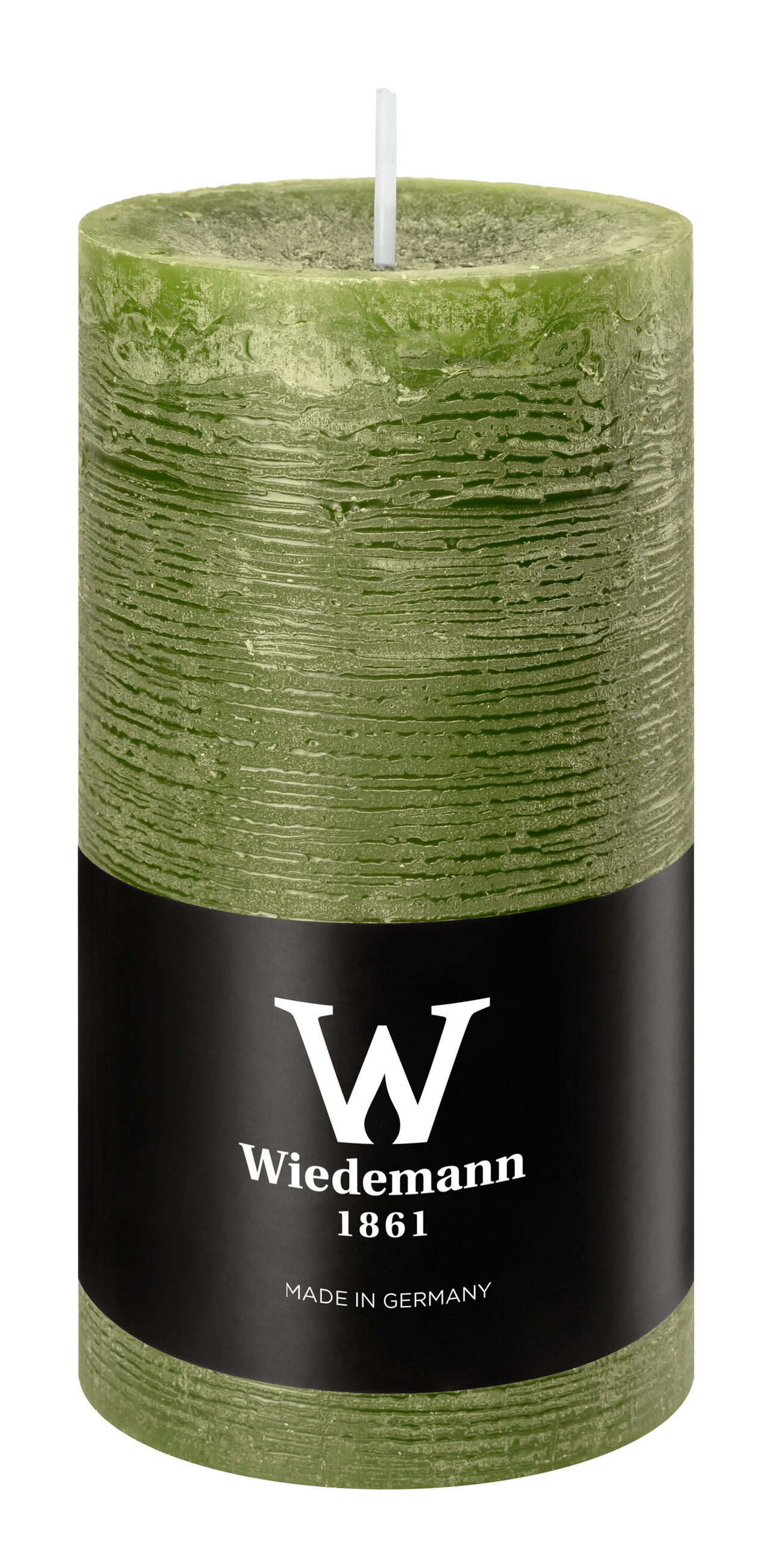 STUMPENKERZE Rustik Marble Style Olive 120 x Ø 58 mm, 1 Stück - Olivgrün, Paraffin (6/12cm) - Wiedemann Kerzen