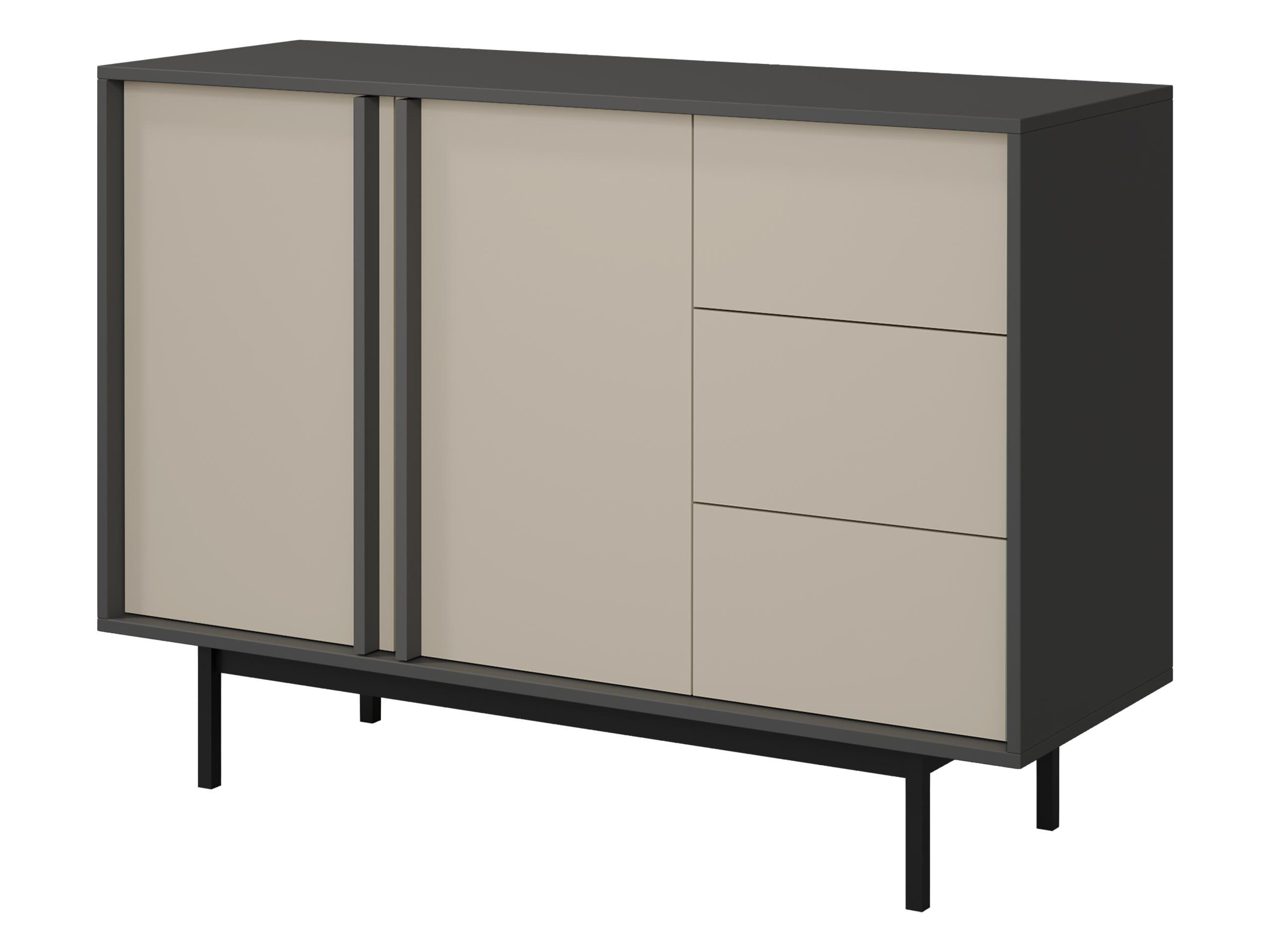 KOMMODE Alsy 3S2D AL07 - Anthrazit/Beige, Holzwerkstoff/Kunststoff (123/87/43cm) - MIRJAN24