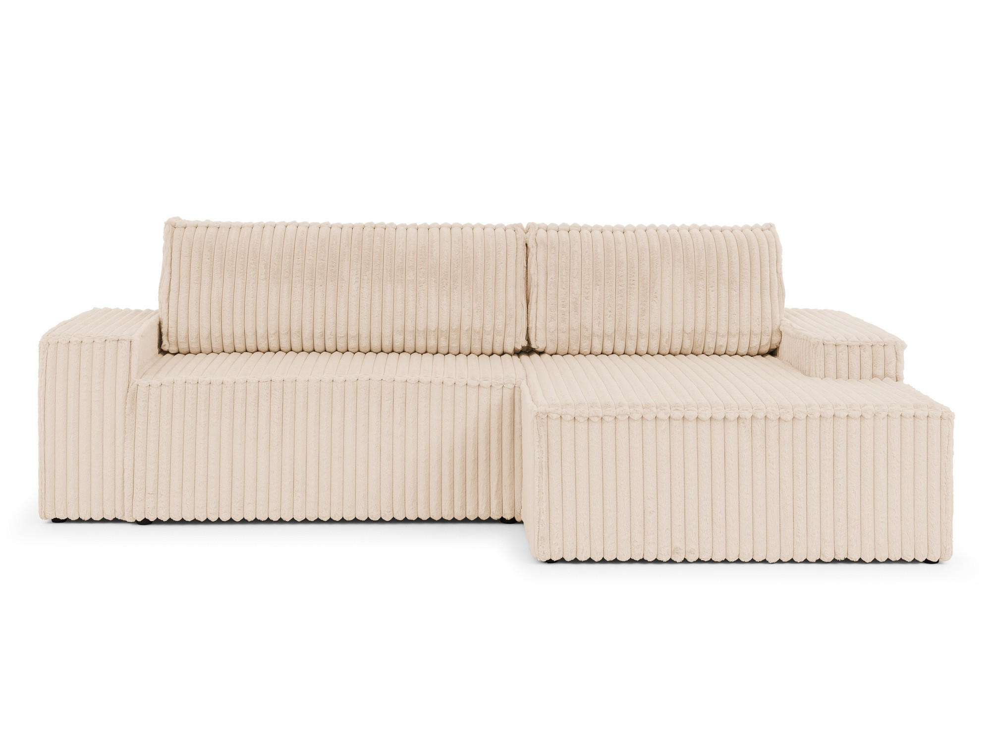 ECKSOFA Rivio mit Schlaffunktion und Bettkasten, Plüschcord Hellbeige - Beige/Schwarz, Holz/Kunststoff (262/149cm) - S-Style