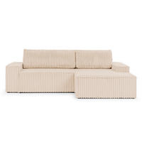 ECKSOFA Rivio mit Schlaffunktion und Bettkasten, Plüschcord Hellbeige - Beige/Schwarz, Holz/Kunststoff (262/149cm) - S-Style