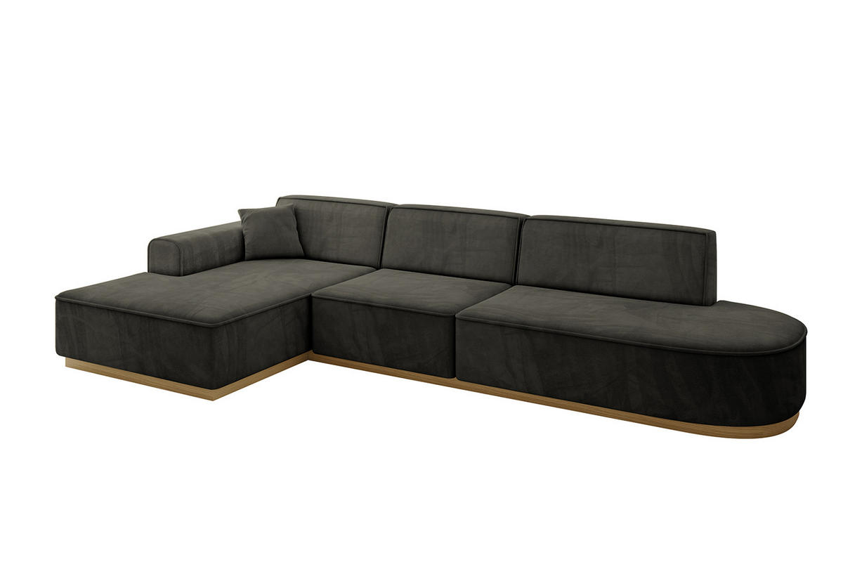 ECKSOFA Ottomane Links IREA-L2-v2 - 327x165x80 cm Schwarz - Schwarz, Holzwerkstoff/Textil (327/165cm) - ALTDECOR
