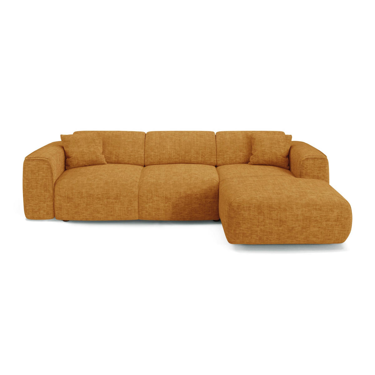 ECKSCHLAFSOFA Texturierter Samt Senf 283cm - Dunkelgelb, Textil (283/180cm) - Sia Home