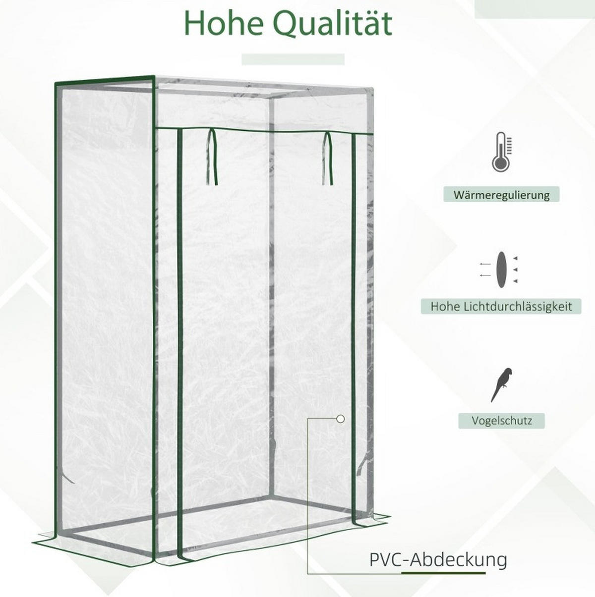GEWÄCHSHAUS aus Kunststoff 100x50x150 cm in Transparent mit aufrollbarer Tür - Transparent, Kunststoff (50/150/100cm) - Modfu