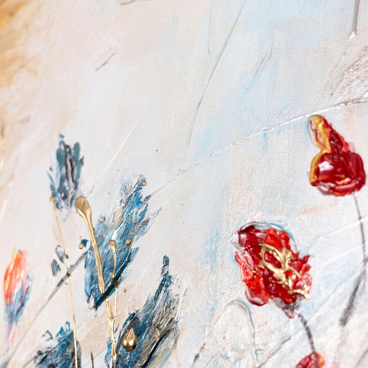 GEMÄLDE Rote Mohnblumen auf Keilrahmen 115x50 cm - Multicolor, Holz (115/50cm) - YS-art gallery