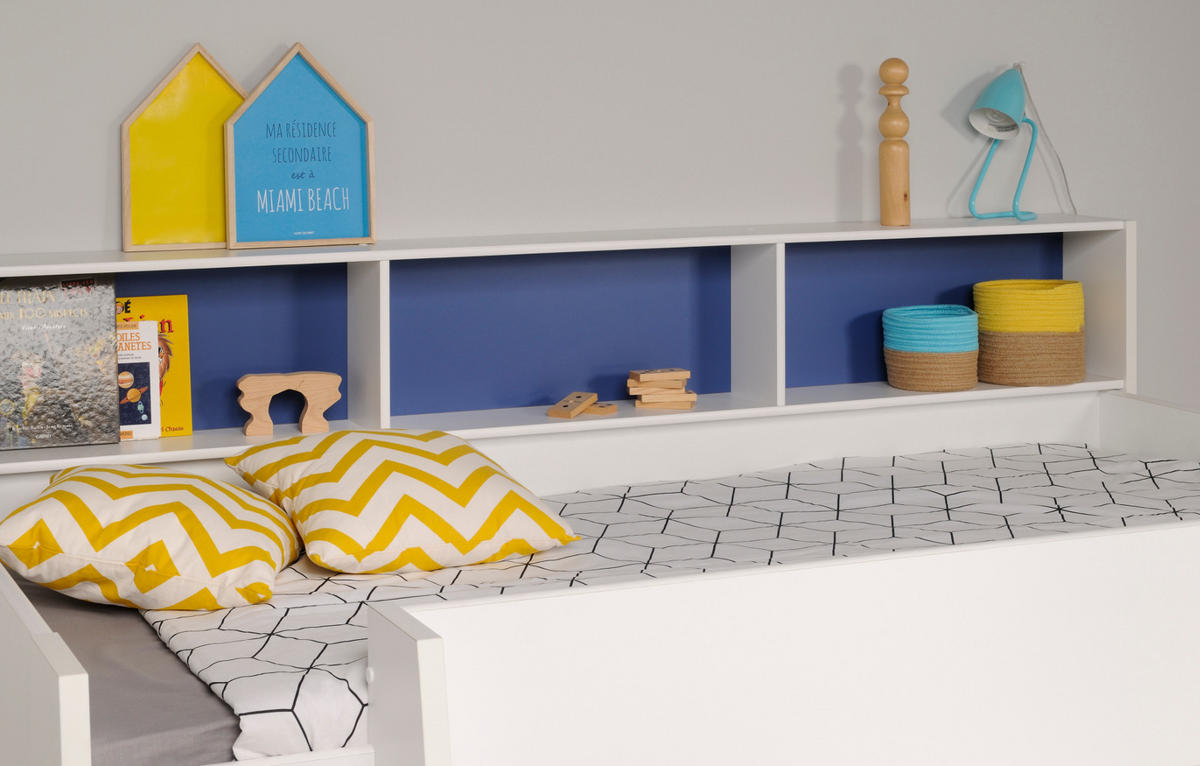ETAGENBETT mit Bettschubkasten Jugendzimmer 2x Bett 90 x 200 cm - Blau/Pink, Holz/Holzwerkstoff (90/200cm)