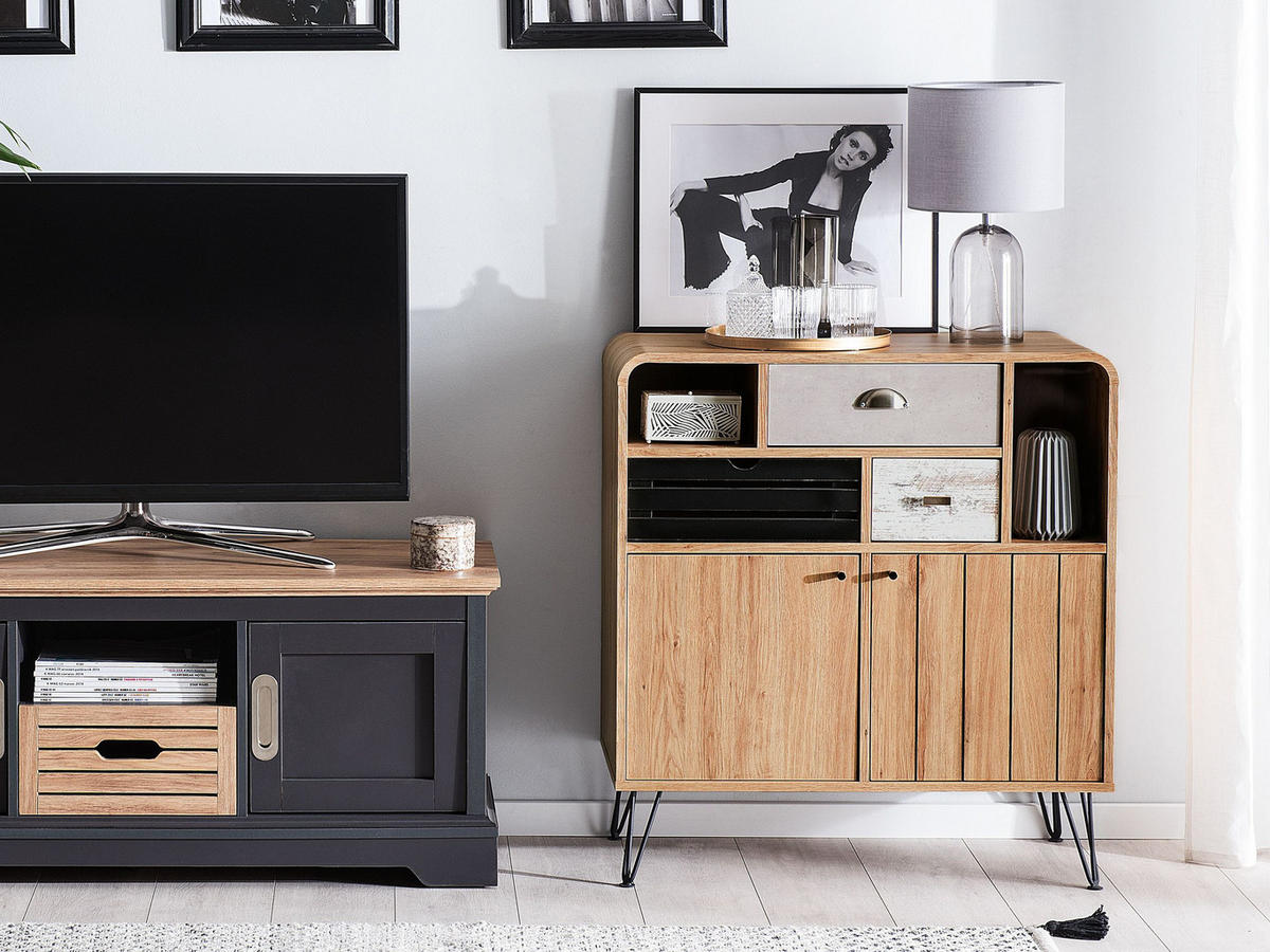 SIDEBOARD Světle hnědý Kyle - hnědá, kompozitní dřevo (80/87/40cm) - Beliani