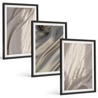 BILDER SET 3er Set - 40x60 cm Schwarzer Rahmen - Nahaufnahme von natürlichen Boho-Stoffen - Schwarz, Kunststoff (40/60cm) - TULUP