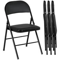 KLAPPSTÜHLE DE-06884 4er-Set mit Kunstlederbezug und Metallbeinen Schwarz - Schwarz, Metall (46/78/45cm) - ComfortXL