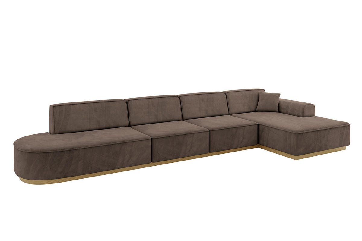 ECKSOFA Ottomane Rechts IREA-L3-v2 - 403x165x81 cm Braun - Braun, Holzwerkstoff/Textil (403/165cm) - ALTDECOR