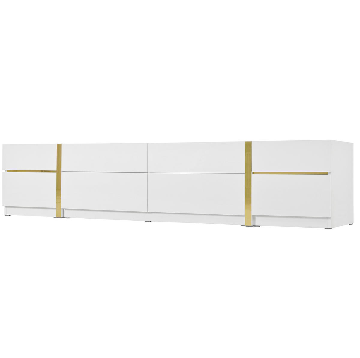 TV-SCHRANK mit 4 Schubladen und 2 Türen 180 cm MDF Weiß Hochglanz - Weiß, Holzwerkstoff (40/38/180cm) - Beauniv