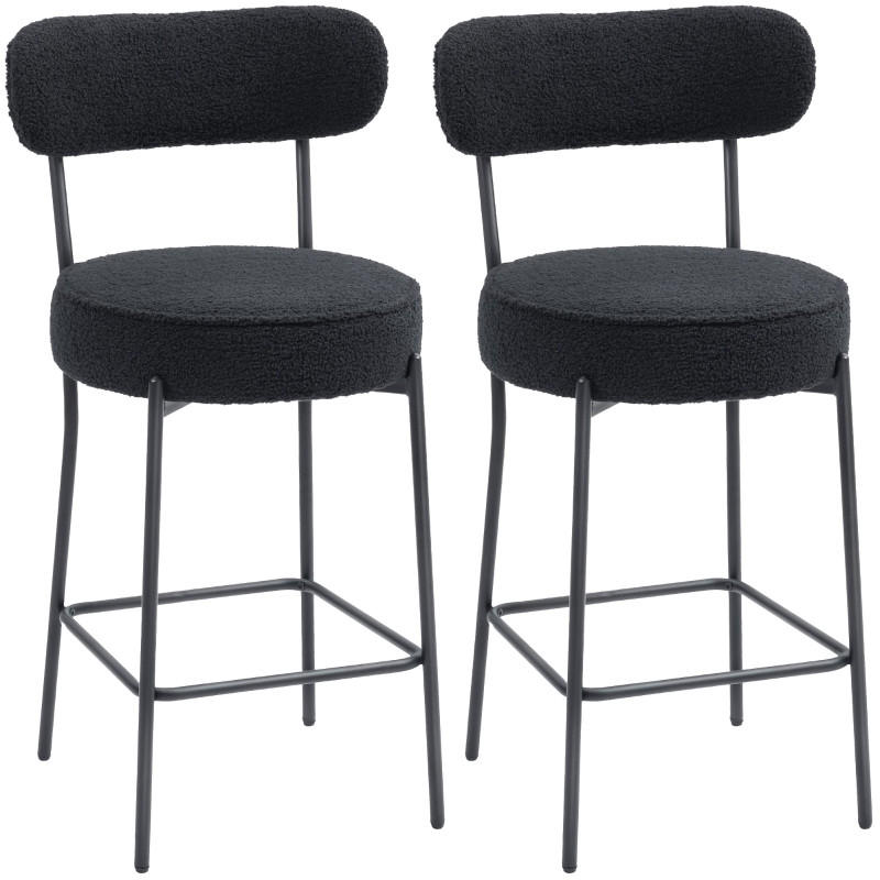 BARHOCKER DE-36051 2er Set mit Fleece-Bezug und Metallrahmen Schwarz - Schwarz, Metall (49/95/52cm) - ComfortXL