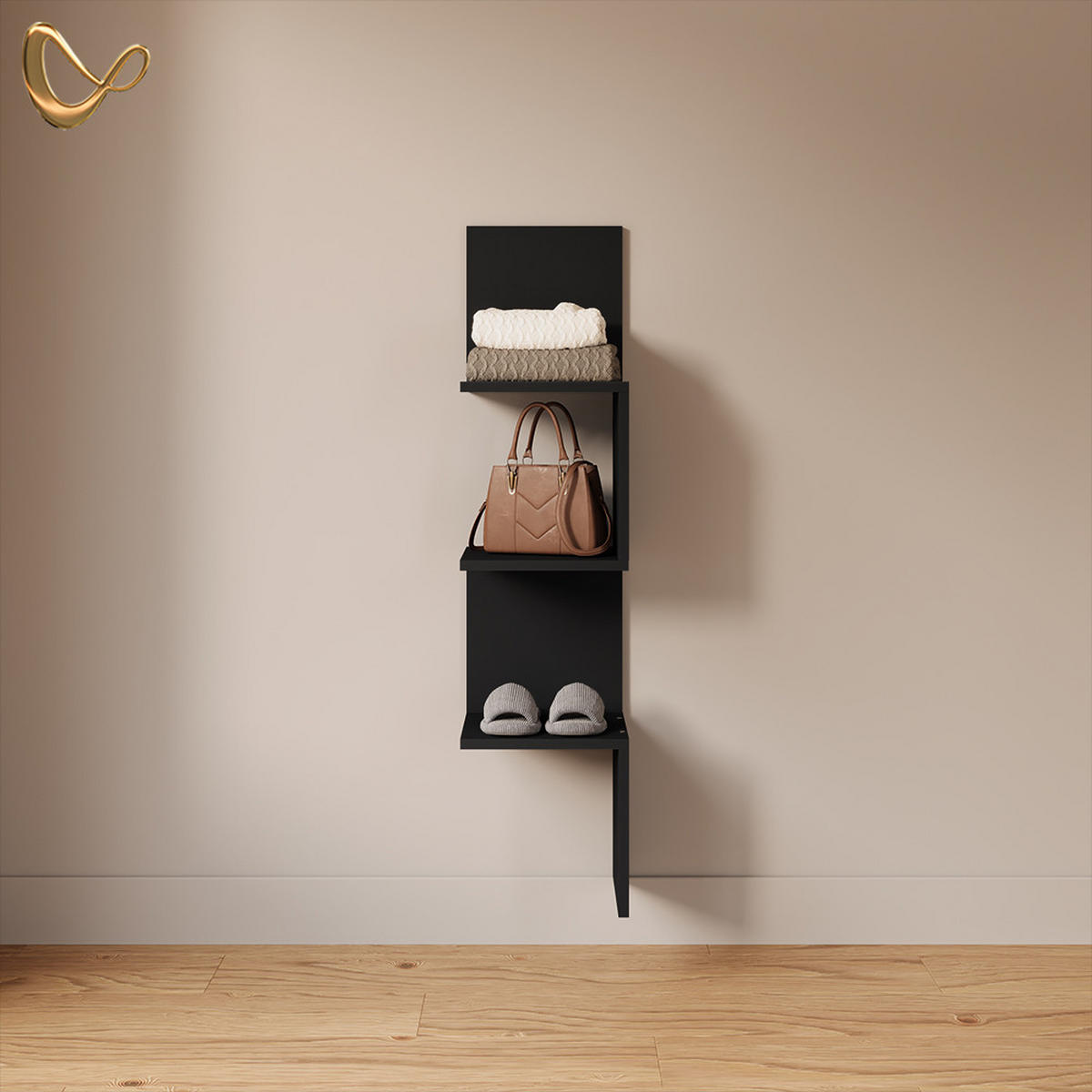 ECKREGAL Vesuvio Schwarz 28 x 116.4 cm - Schwarz, Holzwerkstoff (28/116.4/28cm) - Livinity®