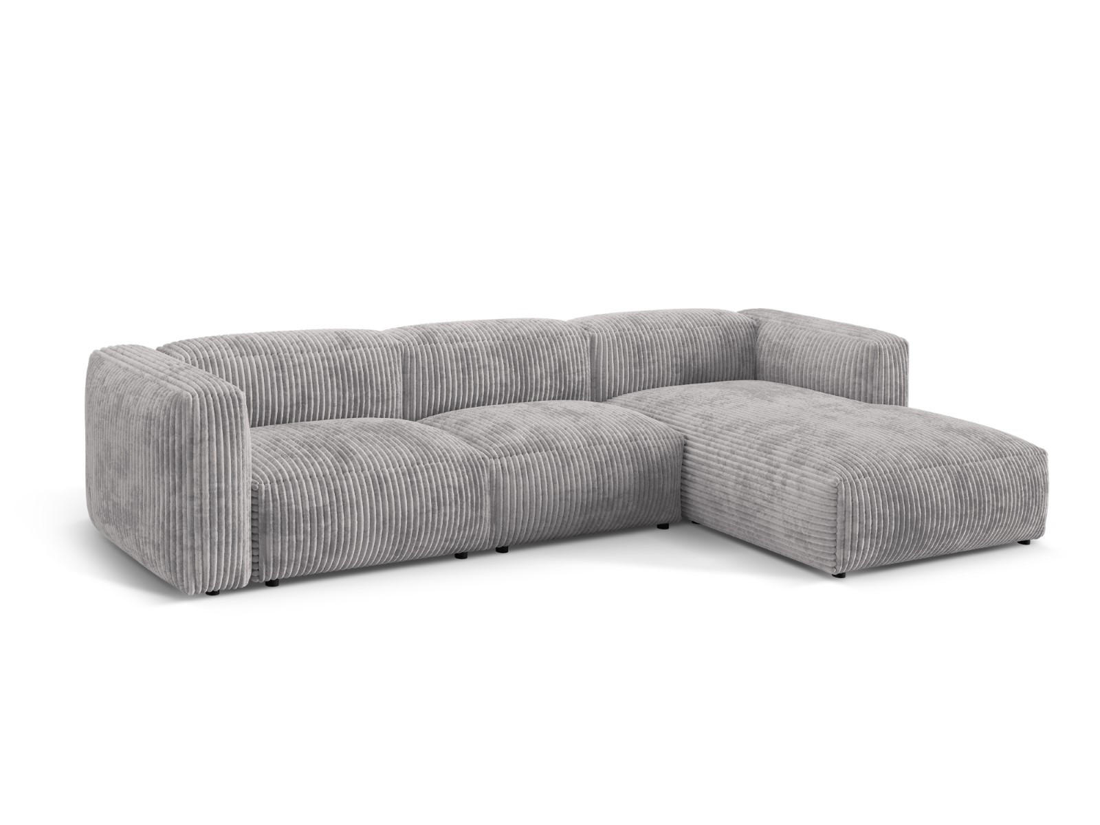 ECKSOFA modular rechts Martina aus Cord hellgrau 3 Sitzplätze - Hellgrau, Textil (176/332cm) - Micadoni
