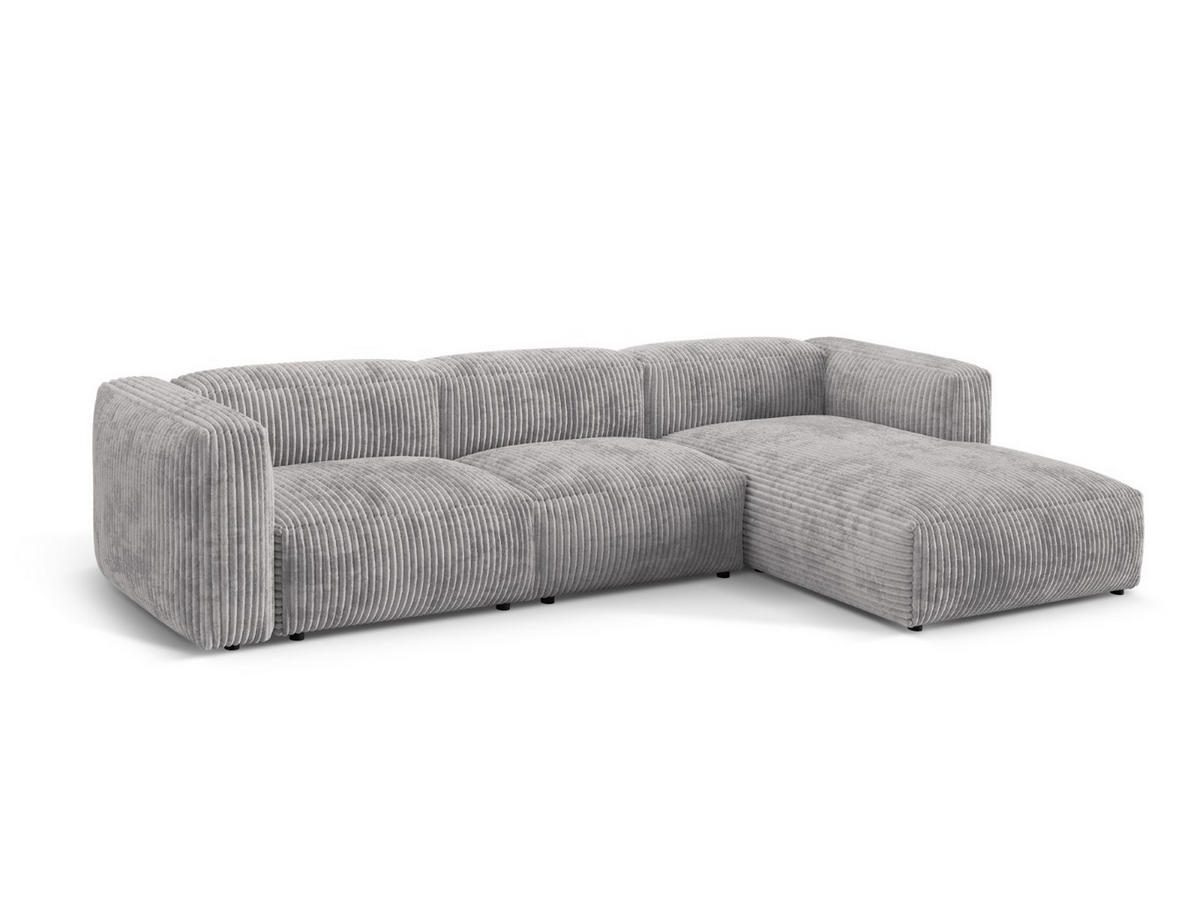 ECKSOFA modular rechts Martina aus Cord hellgrau 3 Sitzplätze - Hellgrau, Textil (176/332cm) - Micadoni