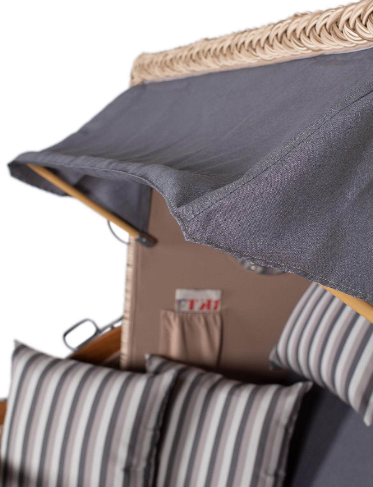 STRANDKORB Komplettset: Ammersee Teak Bullauge - PE shell - Modell 544 - Grau, Holz/Kunststoff (125/165/80cm) - bene living