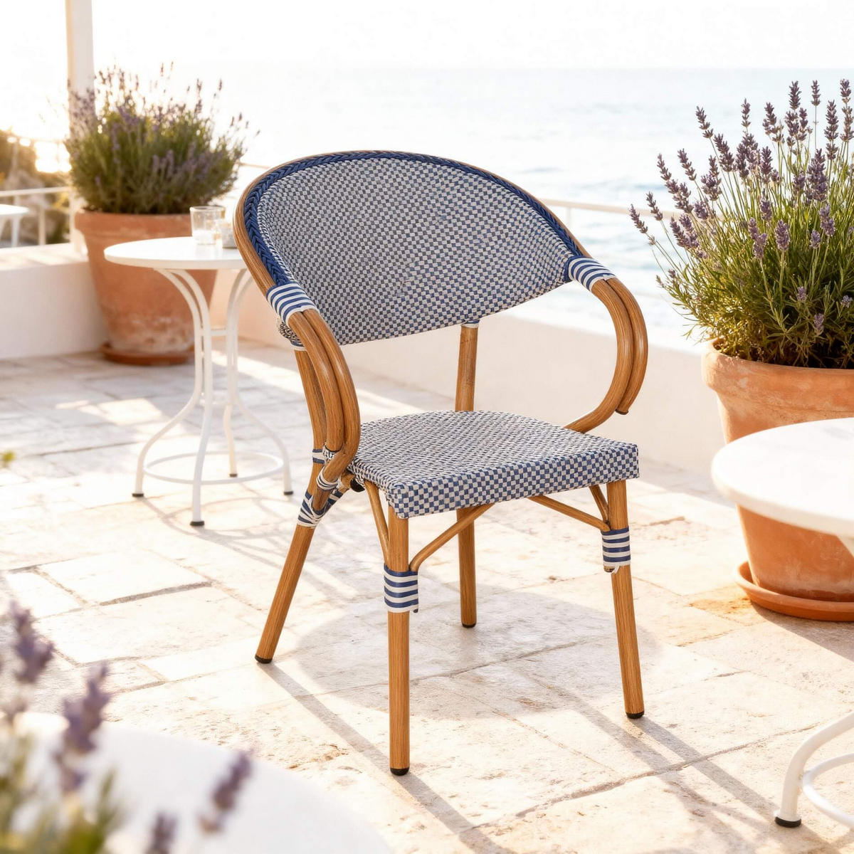 GARTENSTÜHLE Blau Weiß 57/57/84 cm 2er-Set - Blau, Metall (57/84/57cm) - Mobili Rebecca