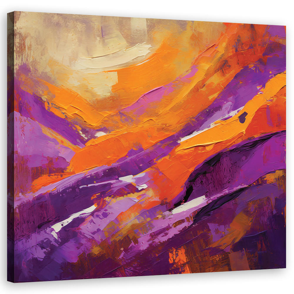 WANDBILD gemalte abstraktion lila - Lila, Textil (50/50cm) - Feeby