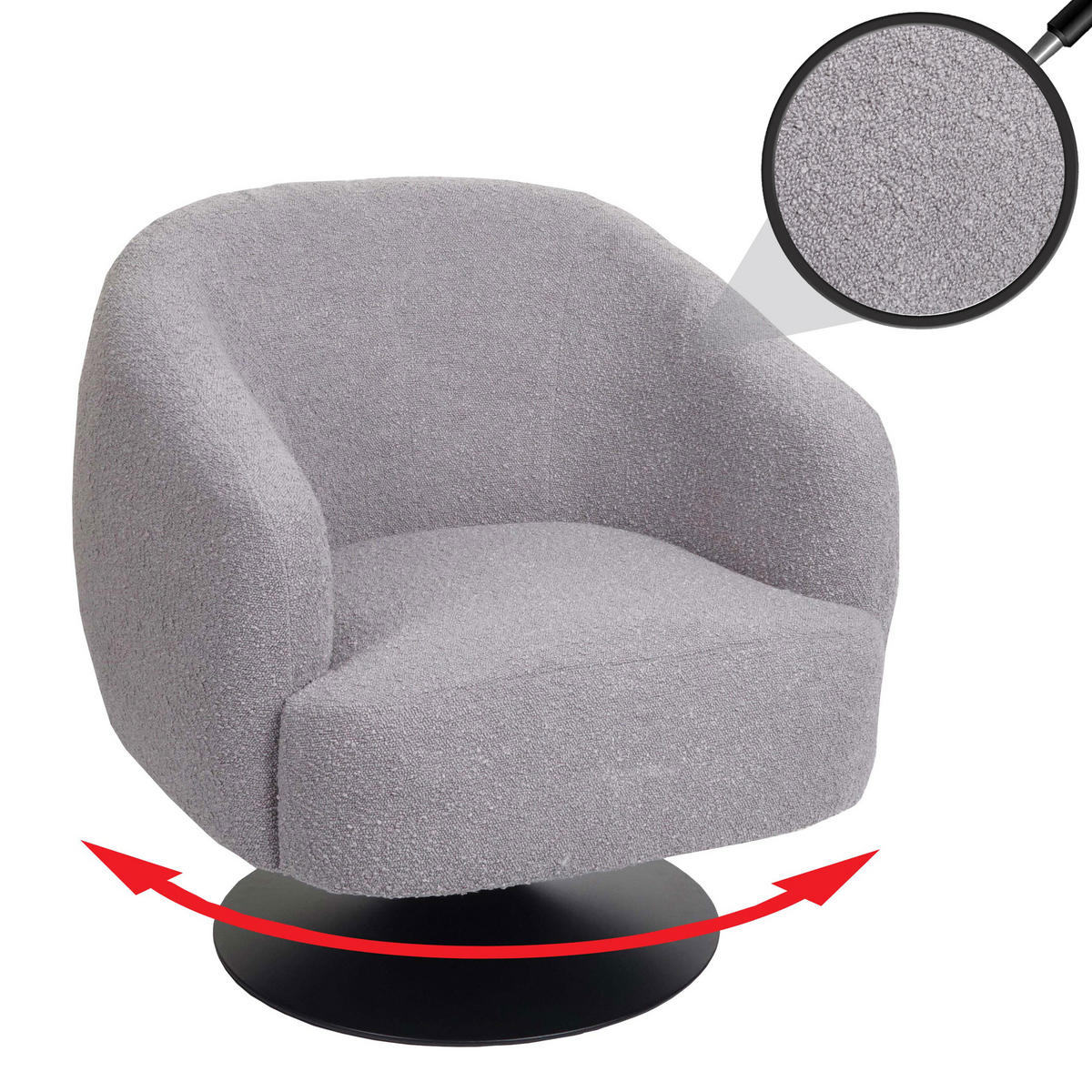 LOUNGE-SESSEL Hellgrau - Hellgrau, Textil (75/78/83cm) - MCW