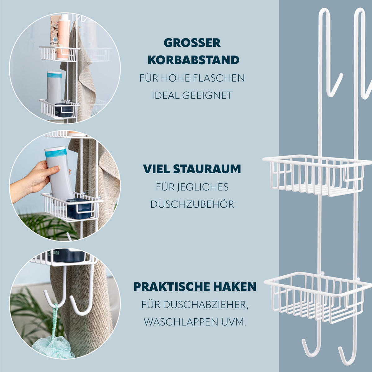 DUSCHREGAL, weiß, Metall - Weiß, Metall (18.5/70/20cm) - bremermann