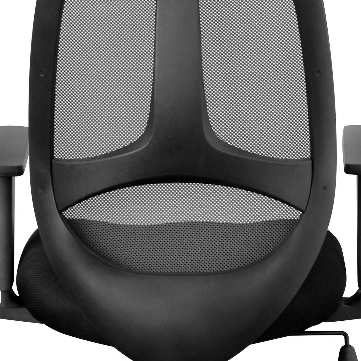 BÜROSTUHL Schwarz Stoff drehbar mit Armlehnen, Kopfstütze und 120 kg Belastbarkeit X-XL - Schwarz, Textil (57/127/61cm) - KADIMA DESIGN