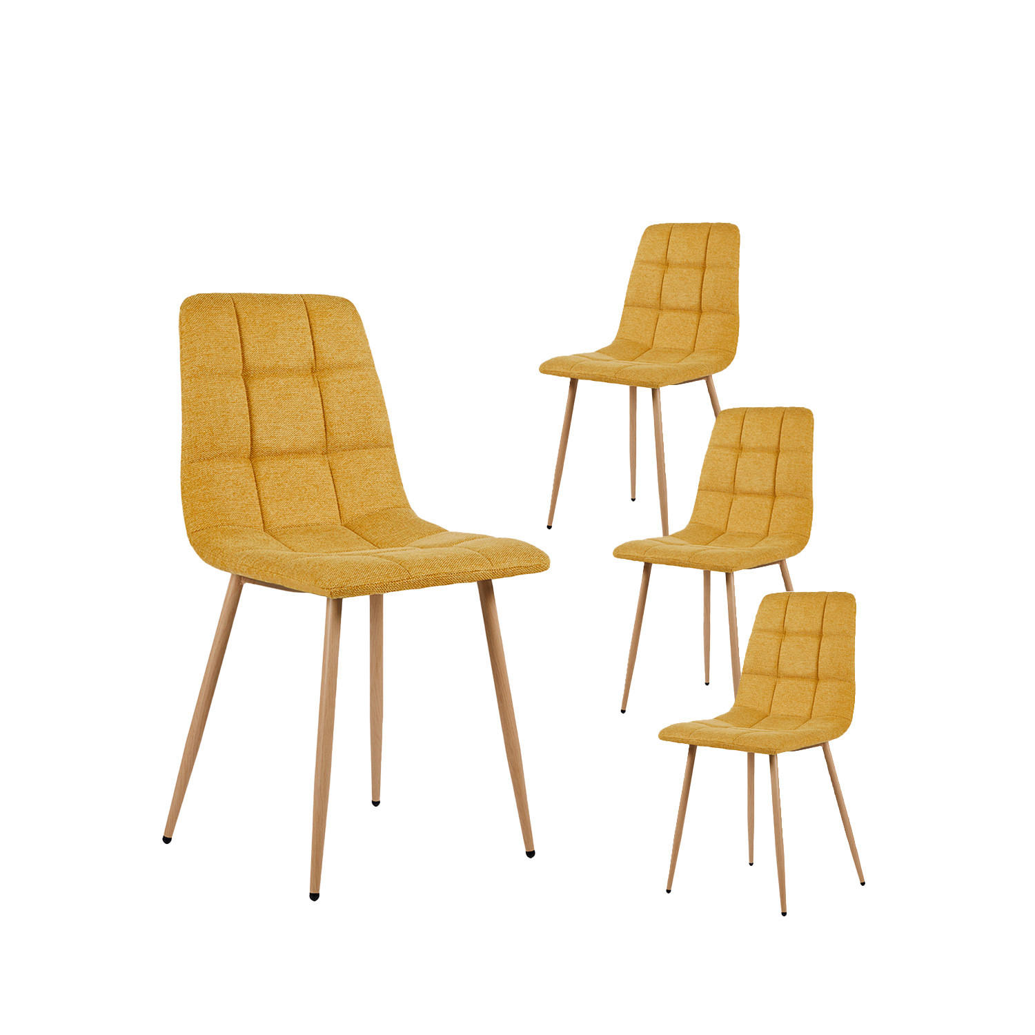 ESSZIMMERSTUHL Ailan Senf / Gelb 43 cm x 88 cm 4er-Set - Dunkelgelb, Textil (43/88/56cm) - Klast Home