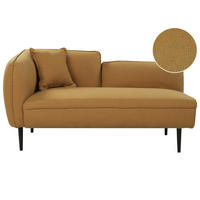 ČALOUNĚNÉ LEHÁTKO CHAISE LONGUE LEVOSTRANNÉ Bouclé Hořčicově žluté Chevannes - černá/žlutá, textil (138/74/77cm) - Beliani