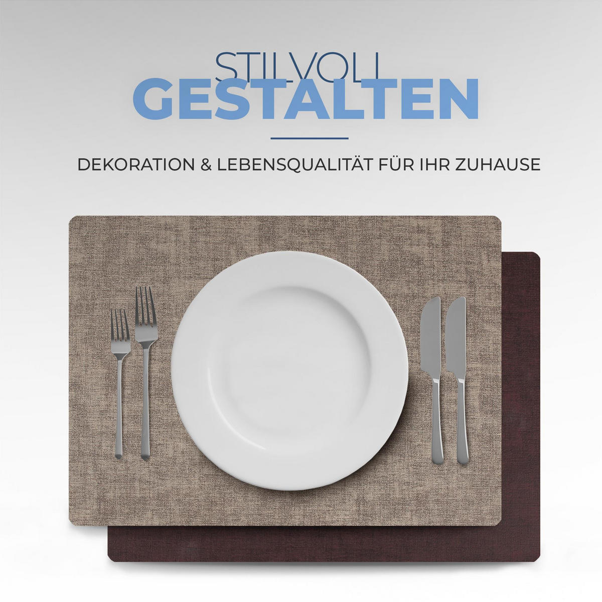 PLATZSET Lederimitat Beige/Braun (Struktur) 4er Set - Braun, Kunststoff (33/46cm) - Bestlivings