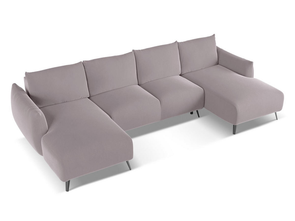 ECKSOFA mit Schlaffunktion Samt Stoff Orange - Terracotta/Schwarz, Kunststoff/Textil (240/148cm) - Makamii