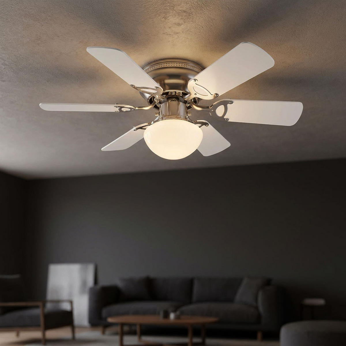DECKENVENTILATOR UGO Glas Weiß - Weiß, Glas (76/76/28cm) - Globo Lighting