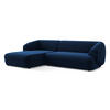ECKSOFA Links Samt Stoff Blau - Blau/Schwarz, Kunststoff/Textil (156/280cm) - Makamii