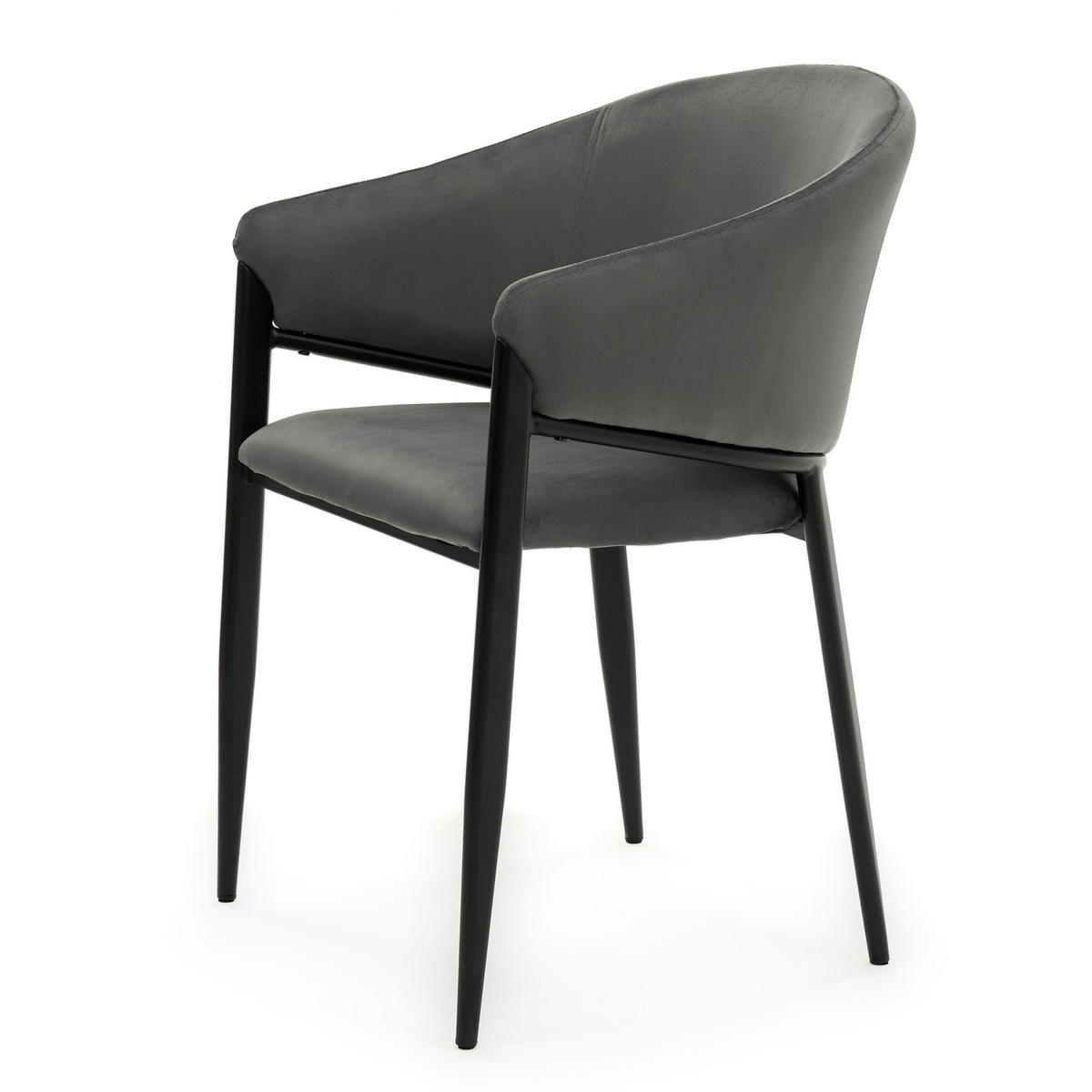 STUHL BUENO gespolsterter - grau - Glamour Velour Samt - Schwarz/Grau, Textil/Metall (57/81/59cm) - NEW HOME