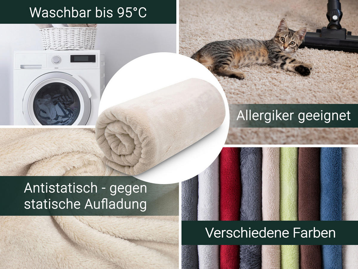 KUSCHELDECKE, 150x200 cm, 100% Polyester, Weiß - Beige, Textil (150/200cm) - Zollner