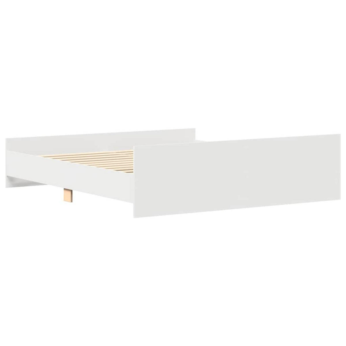 BETTGESTELL Mit Kopf- Und Fussteil Weiss 200/200 Cm - Weiß, Holzwerkstoff (200/200cm) - vidaXL