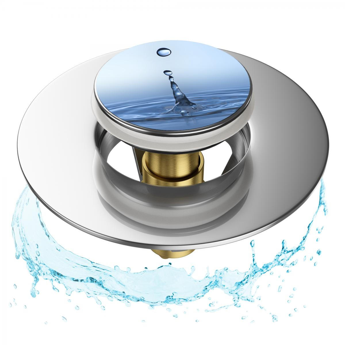 WASCHBECKENSTÖPSEL Pop-Up Tropfen - Blau, Metall (6/4/5cm) - Sanilo