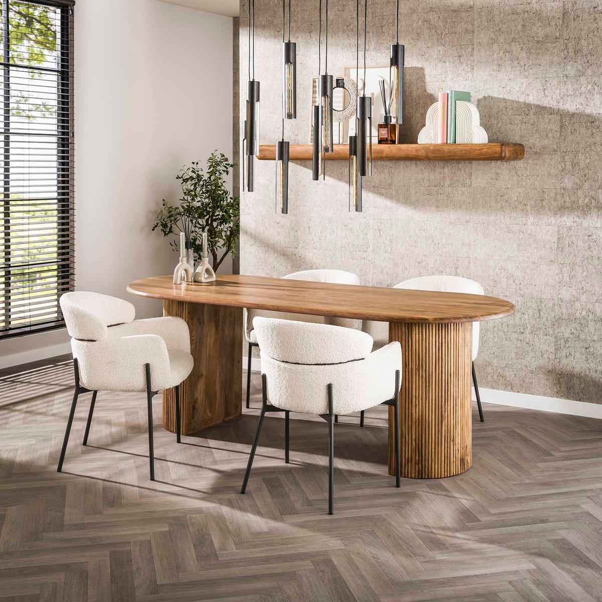 ESSTISCH Wave Beige 90/215/ 78 cm - Beige, Holz (90/215/78cm) - Hoyz Collection