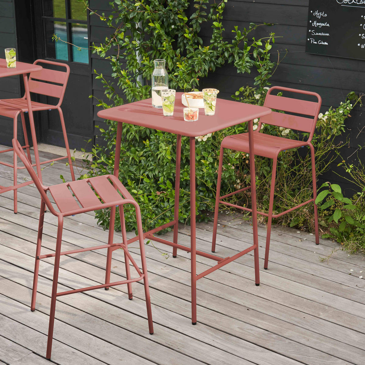 GARTENSET 3-tlg., Lehm - Pink, Metall - Oviala