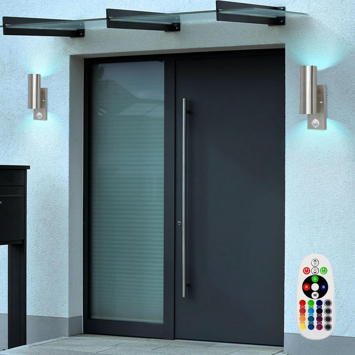 LED AUSSEN-WANDLEUCHTE Silber Aluminium 2er Set - Silberfarben, Glas (6/22/11.5cm)