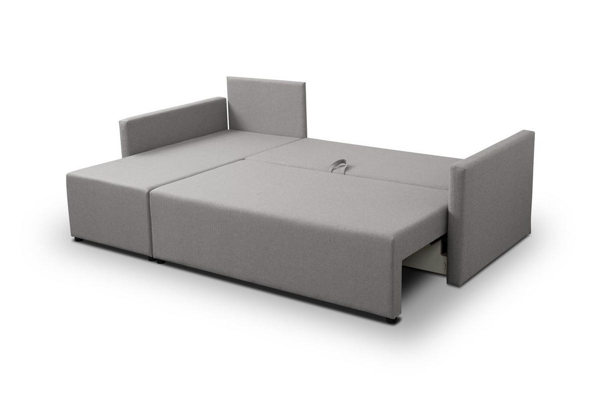 ECKSOFA Kriso Grau, mit Schlaffunktion und Bettzeugstauraum - Grau, Holzwerkstoff (217/138cm) - Bettso