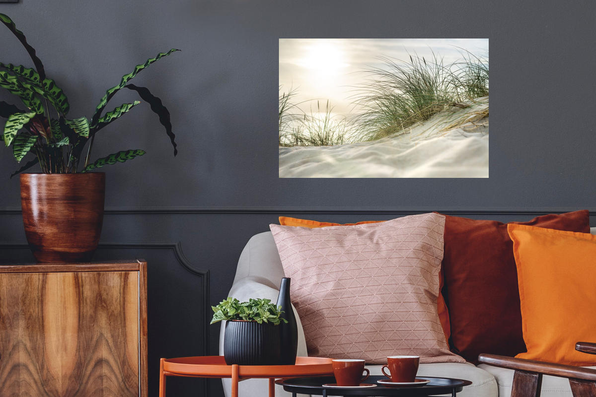 WANDTATTOO Dünen - Strand - Schlewswig-Holstein - Wattenmeer 60x40 cm - Creme, Kunststoff (60/40/0.1cm) - MuchoWow
