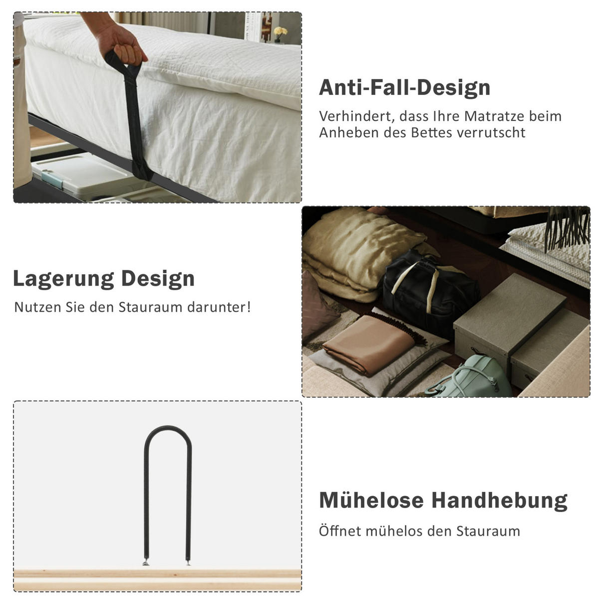 POLSTERBETT 180/200 cm mit Leselampe, USB- und Type-C-Anschluss, hydraulischem Stauraum und Wellenkopfteil, Beige - Beige, Textil (180/200cm) - Redom