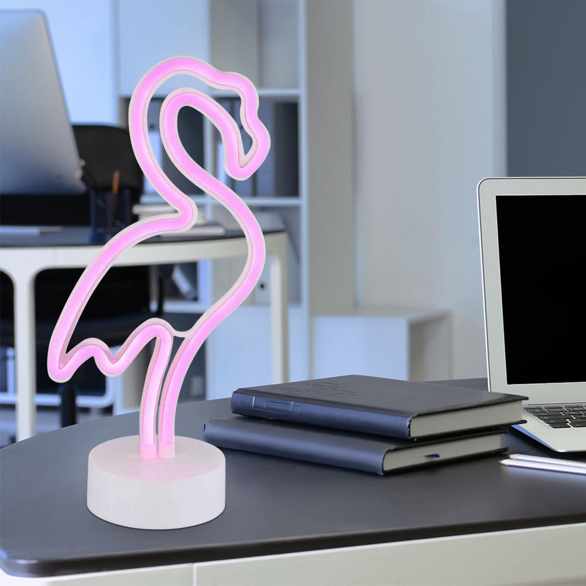 LED TISCHLEUCHTE Flamingo Weiß 2er Set - Weiß, Kunststoff (14.5/10/33cm) - Globo Lighting