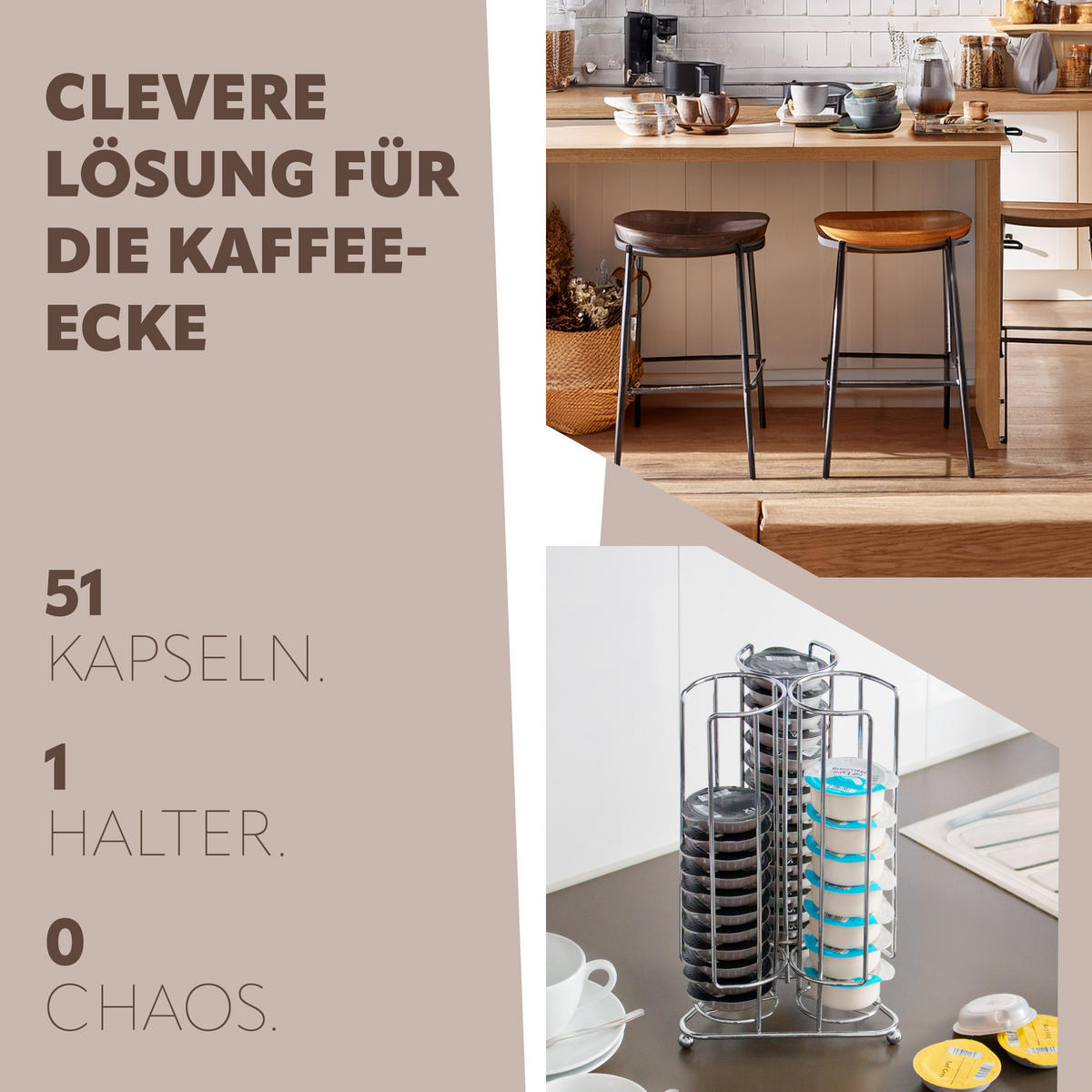 KAPSELSTÄNDER, für TASSMO, chrom - Chromfarben, Metall (15/16/29cm) - bremermann