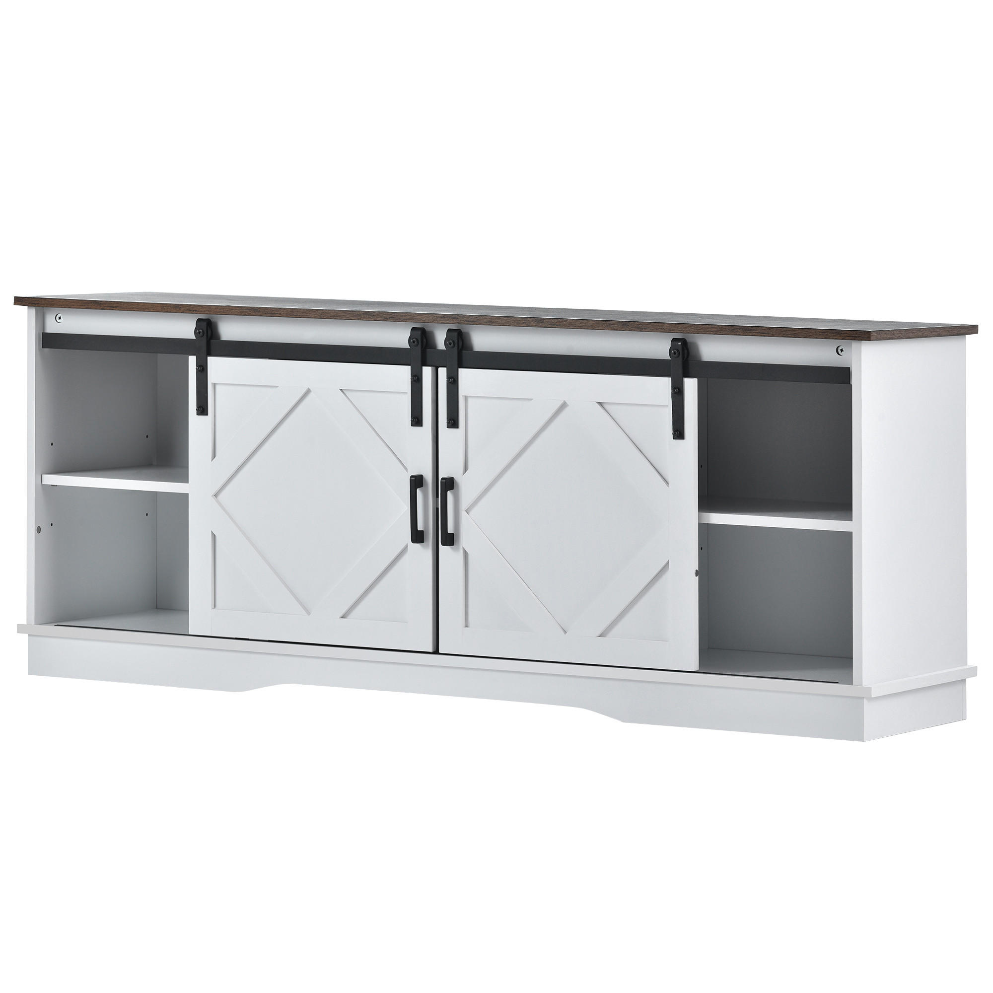 TV-SCHRANK 150cm Schiebetüren verstellbare Regale Landhaus modern - Multicolor, Holzwerkstoff (150/60/40cm) - FLIEKS
