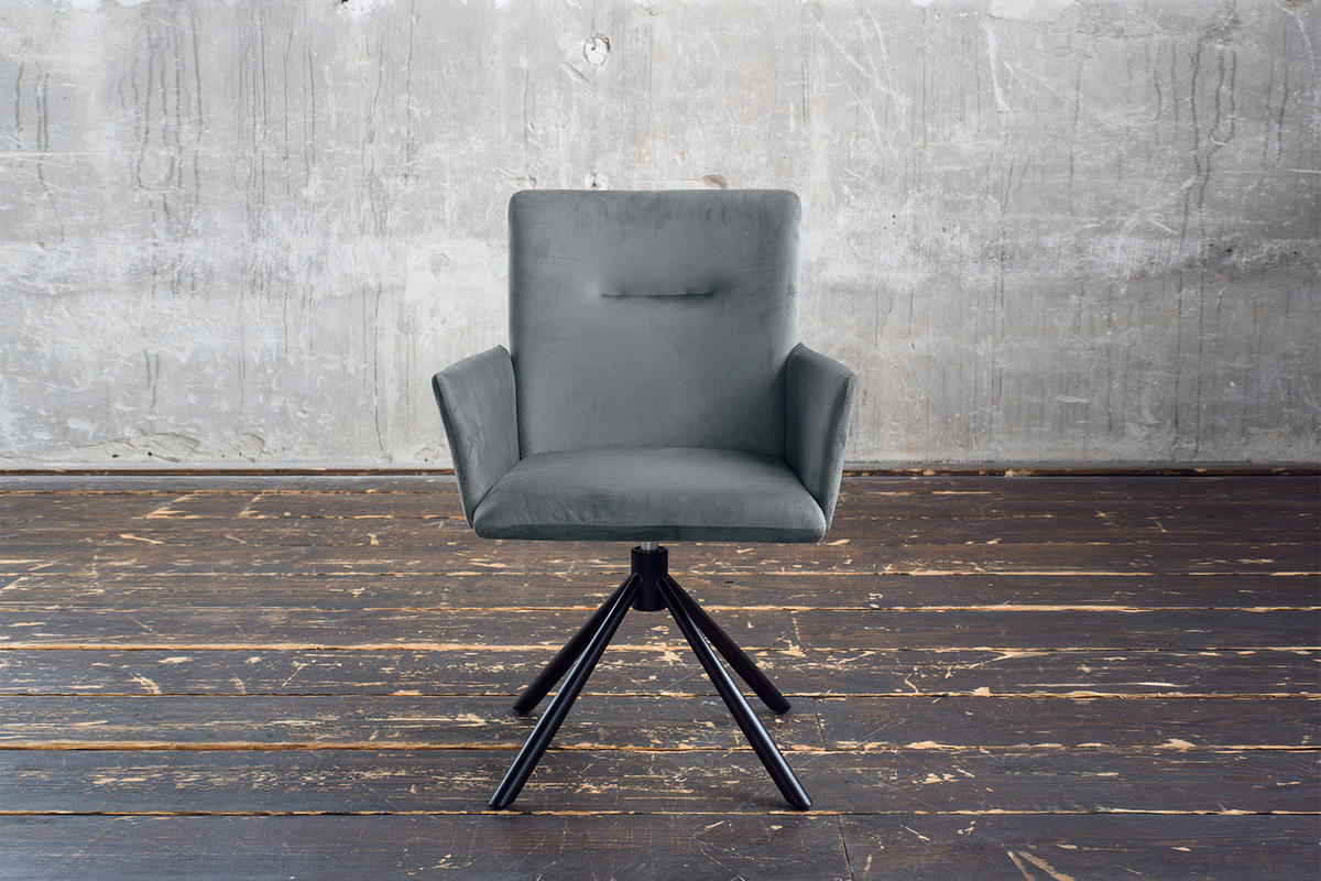 ESSZIMMERSTUHL KYRA Grau Velvet - Schwarz/Grau, Kunststoff/Textil (64/88/61cm) - KAWOLA