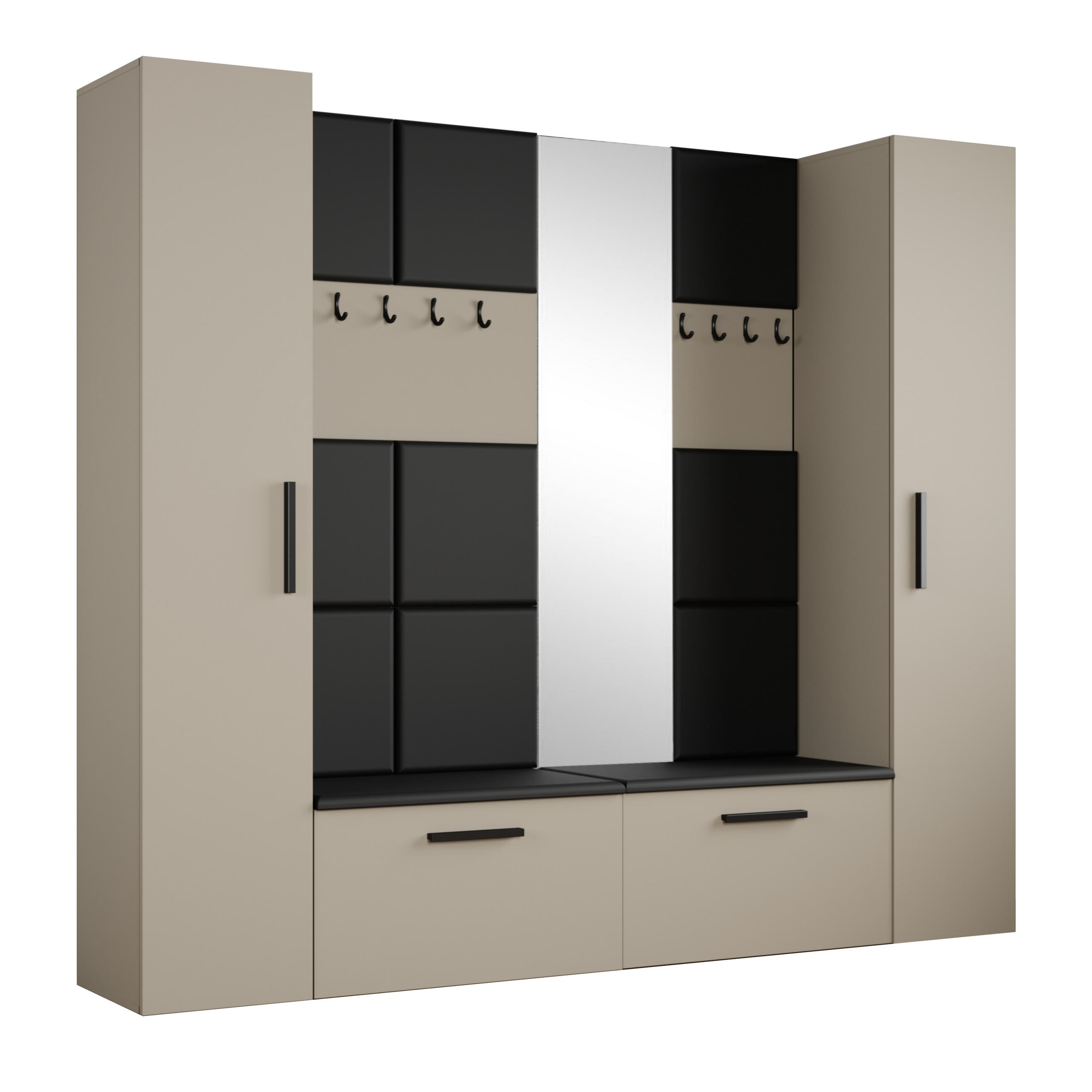 GARDEROBENSCHRANK MODULO 241,2/204/40 cm Modern Garderobe-Set Kaschmir - Kaschmir/Schwarz, Holzwerkstoff (241.2/204/40cm) - MASSENO