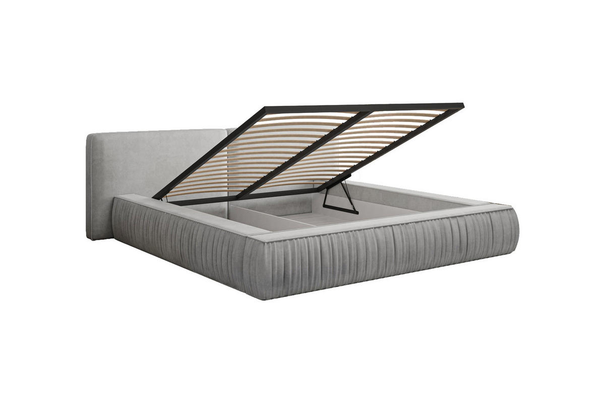 POLSTERBETT - Bett 08 - 160x200 - Silber (Riviera 82) - Silberfarben, Holzwerkstoff (160/200cm) - Möblo