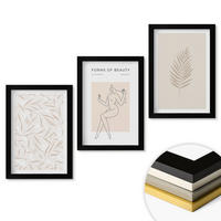 WANDBILDER 3er-Set - 20x30 cm Schwarzer Rahmen - Minimalistische botanische Motive - Schwarz, Kunststoff (20/30cm) - ArtPrintCave